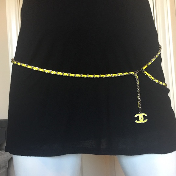 CHANEL Accessories - 🔴TRADED🔴Neon yellow CHANEL belt / necklace 39.5”